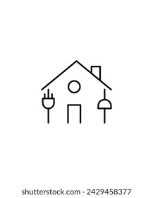 Inicio con el icono del enchufe, vector mejor línea icono.
