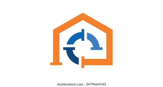 home and plumbing logo design, repairs, water pipes,. logo design template, icon, vector, symbol, creative, idea.