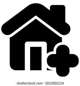 home plus icon black solid