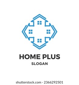 Home plus logo building creative