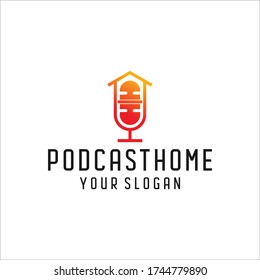 diseño gráfico de logotipo vectorial de podcast casero abstracto moderno