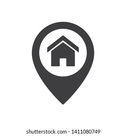 Home point location sign. House map pointer icon
