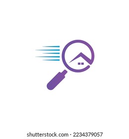 Home pointer and search icon in blue colorful style.