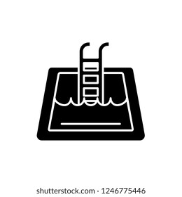 Home pool black icon, vector sign on isolated background. Home pool concept symbol, illustration 