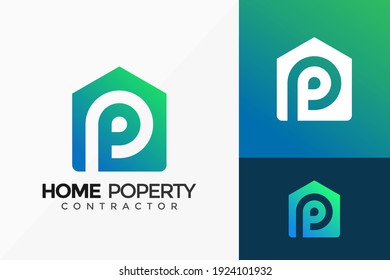 Diseño del logotipo del edificio de propiedades domésticas. Diseños de logotipos de ideas modernos Modelo de ilustración de vectores