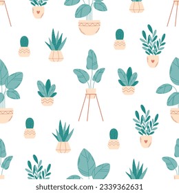Plantas machacadas en casa sin problemas. Hogares. Interior en casa. Ilustración vectorial en estilo plano