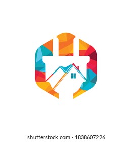 Home power cord logo vector design. House and electric plug vector icon.