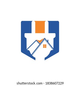 Diseño vectorial del logotipo del cable de alimentación residencial. Icono vectorial de enchufe eléctrico y de casa.
