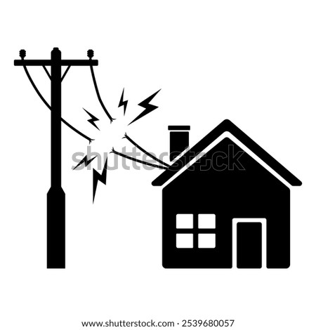 Home Power Cut Icon Vector Illustration 