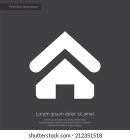 Home premium illustration icon, isolated, white on dark background, with text elements 