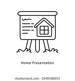  Home Apresentação Vetor Contorno ícone estilo ilustração. Arquivo EPS 10