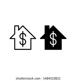 Home price icon. with outline and glyph style