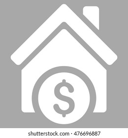 Home Price icon. Vector style is flat iconic symbol, white color, silver background.