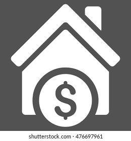 Home Price icon. Vector style is flat iconic symbol, white color, gray background.