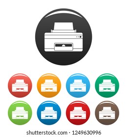 Home printer icons set 9 color vector isolated on white for any design