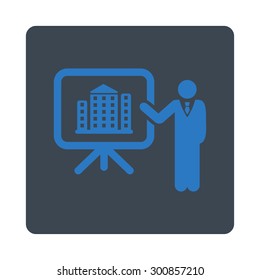Home project icon. Vector style is smooth blue colors, flat rounded square button on a white background.