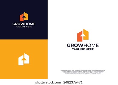 Home property logo design with grow concept