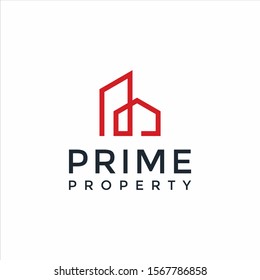 home property real estate mortgage line art logo illustration vector icon premium