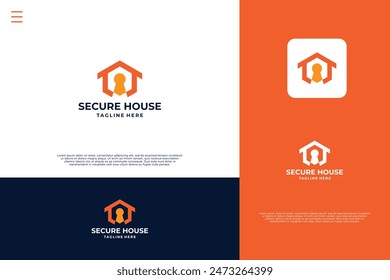 Diseño de logotipo de protección del hogar. Logo de la casa de seguridad