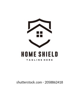 Home protect, security, shield and house logo design template vector 