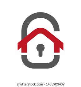 Home protection icon. House in the form of a door lock. Protection vector icon for web design isolated on white background. Home guard concept. EPS 10
