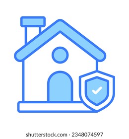 Hogar con protección y marca de verificación, diseño de vectores de seguros para el hogar, concepto de protección de la propiedad
