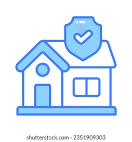 Home with protection shield and check mark, home insurance vector design, property protection concept