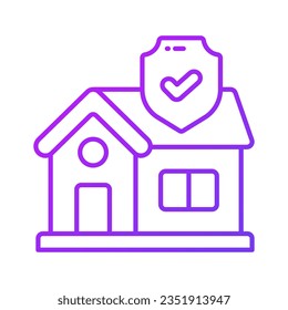 Home with protection shield and check mark, home insurance vector design, property protection concept