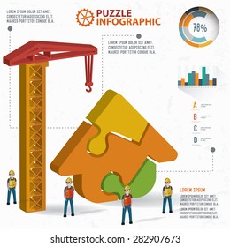 Home puzzle design, info graphic design. Clean vector.