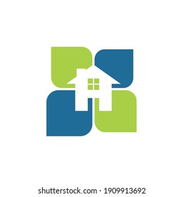 home puzzle leaf logo design
