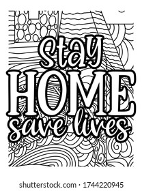 home quarantine coloring book. inspirational quotes coloring book page