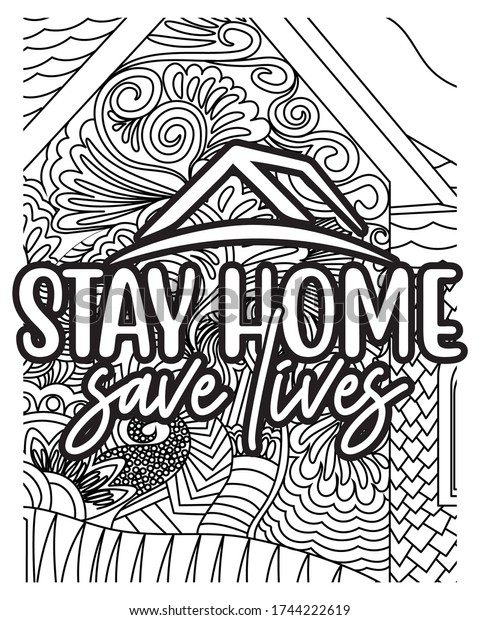 Download Home Quarantine Coloring Book Inspirational Quotes Stock Vector Royalty Free 1744222619