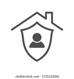 
Home quarantine icon, indicates security in self-isolation, avoid coronavirus infection