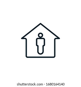 Home quarantine outline icons. Vector illustration. Editable stroke. Isolated icon suitable for web, infographics, interface and apps.