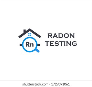 Home Radon Testing Service Logo. Rn Pollution First Alert Kit, Remediation Logotype. Dangerous Poisonous Chemical Element Detection Company Vector Illustration.