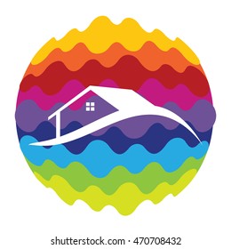 Home Rainbow Color Icon for Mobile Applications and Web Vector Illustration EPS10