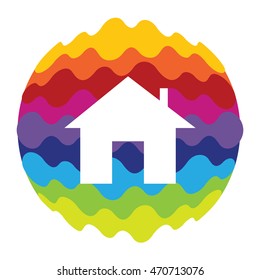 Home Rainbow Color Icon for Mobile Applications and Web EPS10