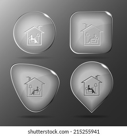 Home reading. Glass buttons. Vector illustration.