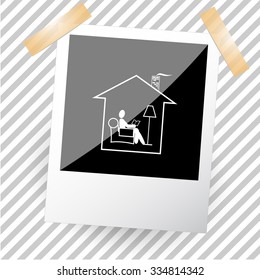 home reading. Photoframe. Vector icon.