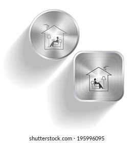 Home reading. Vector set steel buttons