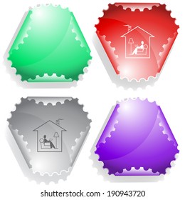 Home reading. Vector sticker.