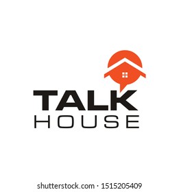 Home Real Estate with Bubble Chat for Buy Sell House logo design