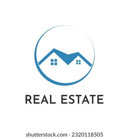 Home real estate circle logo design concept