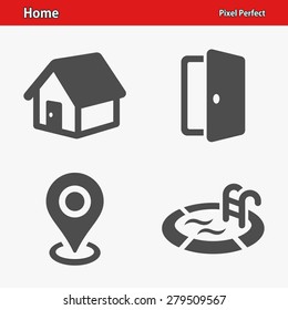 Home & Real Estate Icons. Professional, pixel perfect icons optimized for both large and small resolutions. EPS 8 format. Designed at 32 x 32 pixels.