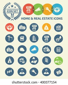 Home and real estate icons,clean vector