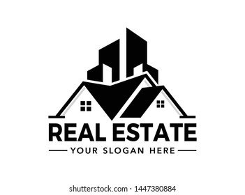 Home real estate logo template vector illustration