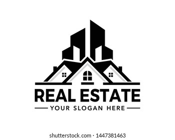 Home real estate logo template vector illustration