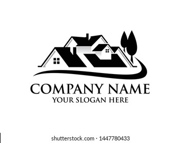 Home real estate logo template vector illustration