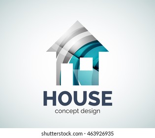 Home real estate logo template, abstract elegant glossy business icon