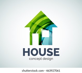 Home real estate logo template, abstract elegant glossy business icon